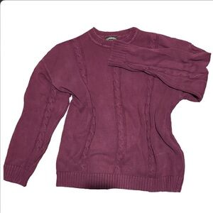 Classic Cable Crew Neck Sweater - Plum